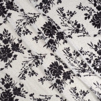 Black white embroidered cotton voile