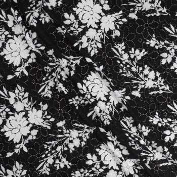 White black embroidered cotton voile