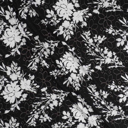 White black embroidered cotton voile
