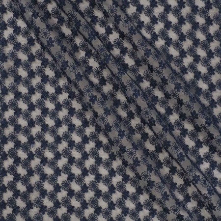 Tul bordado flor =2920 marino