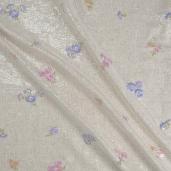 Lila pink sequin embroidered linen