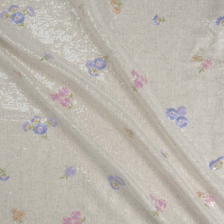 Lila pink sequin embroidered linen
