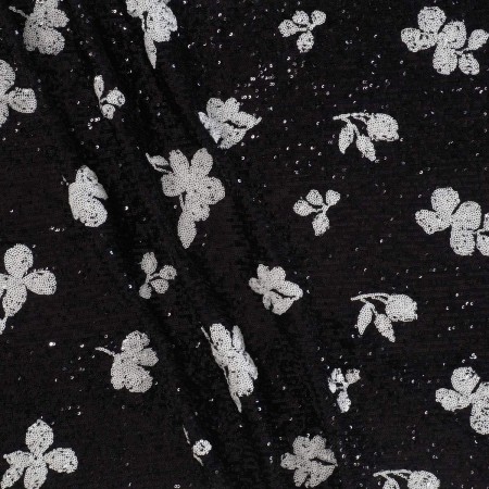 Bordado lentejuelas floral negro