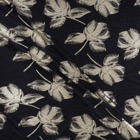 Tejido de punto plisado lamé marino dorado