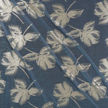 Tejido de punto plisado lamé azul