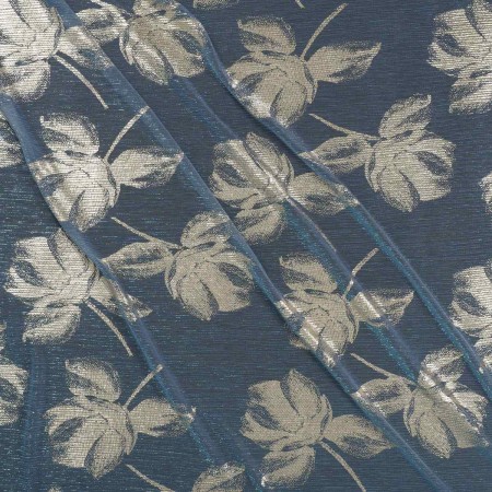 Blue lamé pleated knit fabric