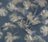 Blue lamé pleated knit fabric