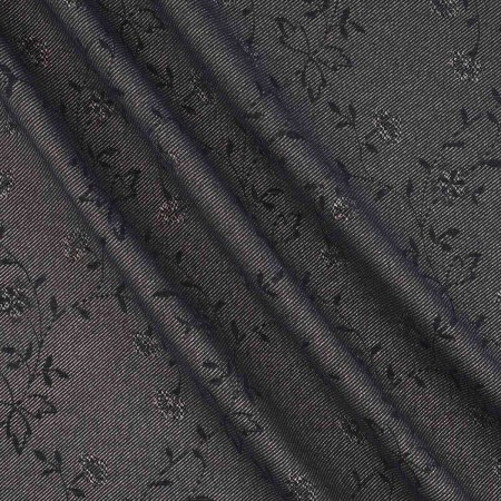 Blue navy jacquard floral lamé