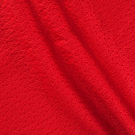 Red jacquard flower cloqué