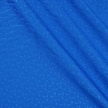 Blue jacquard flower cloqué