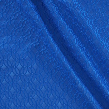 Blue jacquard geometric cloqué