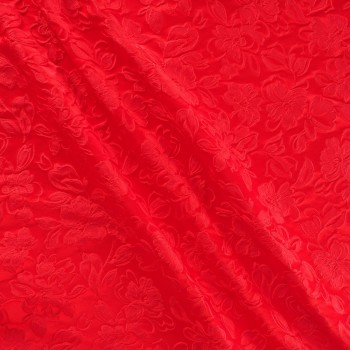 Jacquard cloqué floral rojo