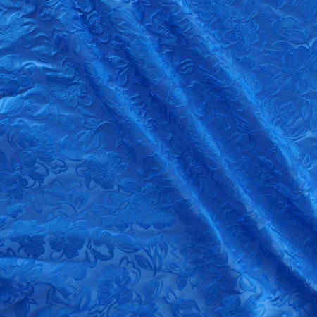 Blue jacquard cloqué floral