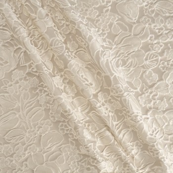 Jacq. cloqué flor beige