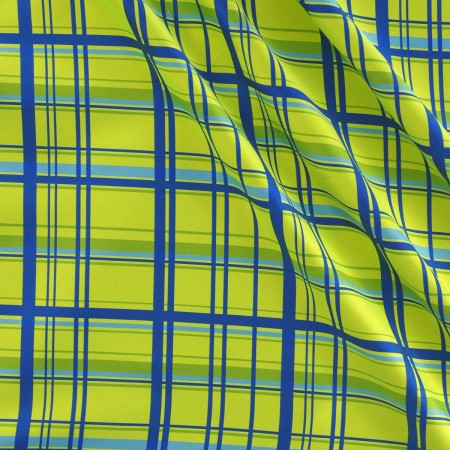 Turquoise green check mikado