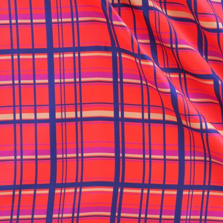 Pink blue check mikado