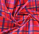 Pink blue check mikado