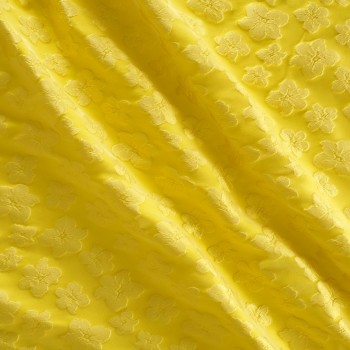 Yellow jacquard floral relief