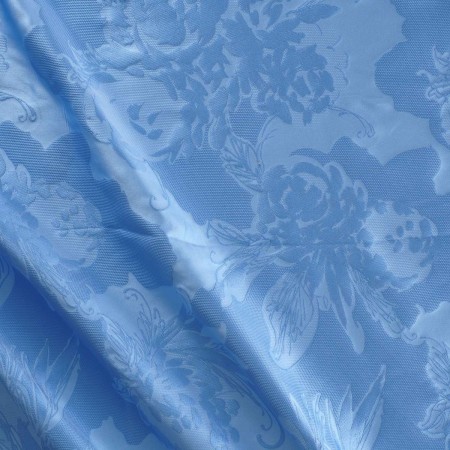 Sky blue jacquard mikado flowers