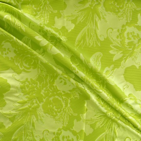 Green kiwi jacquard mikado flowers