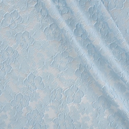 Blue jacquard cloqué floral