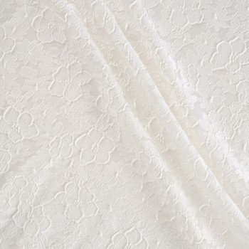 Jacquard cloqué floral blanco