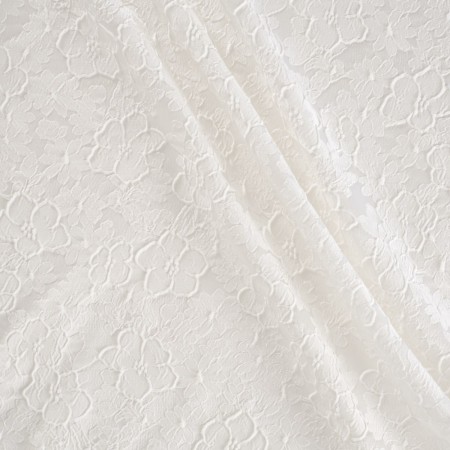 Jacquard cloqué floral blanco
