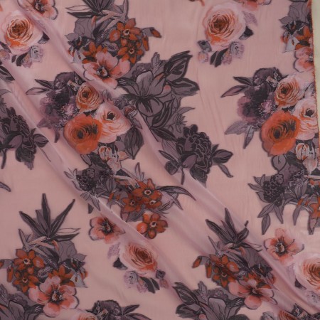 Fuxia organza flower jacquard