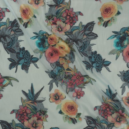 Turquoise organza flower jacquard