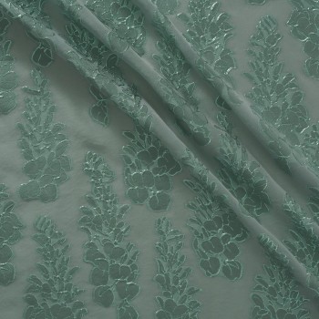 Green jacquard fil coupe floral