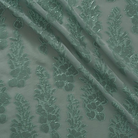 Green jacquard fil coupe floral