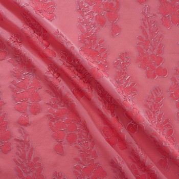 Pink jacquard fil coupe floral