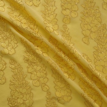 Yellow jacquard fil coupe floral
