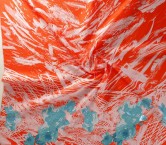 Turquoise orange jacq. cenefa lamé fil coupé