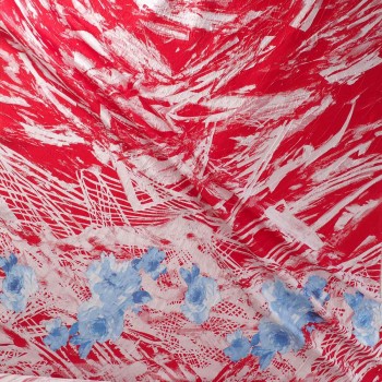 Blue red jacq. cenefa lamé fil coupé