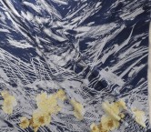 Blue red jacq. cenefa lamé fil coupé