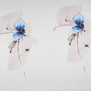Raso estampado orquÍdea azul pano 120 cm