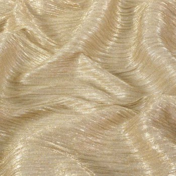 Gold-ivory jersey pleated leather