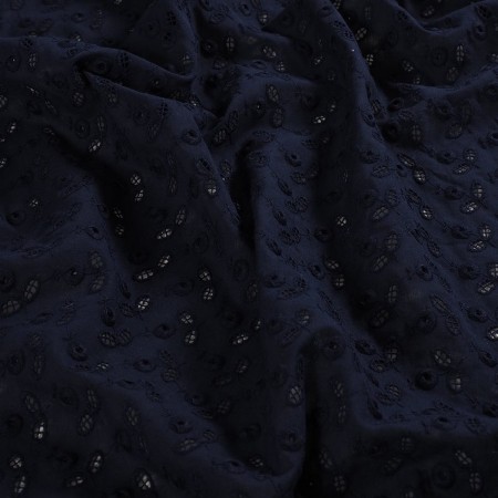 Navy embroidered cotton w/ little flowers