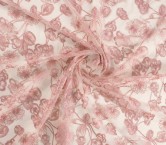 Pink outlined floral embroidery