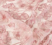 Pink outlined floral embroidery