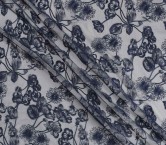 Navy outlined floral embroidery
