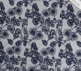 Navy outlined floral embroidery