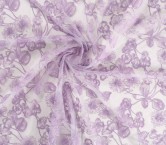 Purple outlined floral embroidery