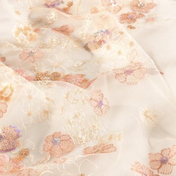 Peach sequin embroidered flower