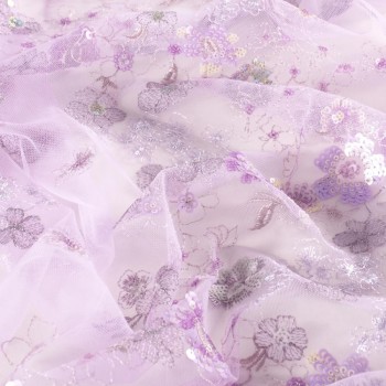 Lilac sequin embroidered flower
