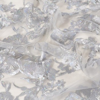 Bordado hilo hologrÁfico gris
