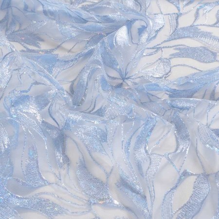 Foil leaf embroidery blue