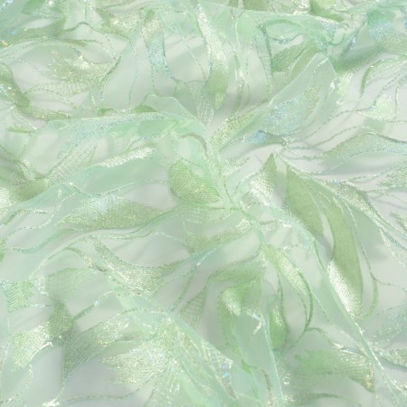 Bordado hojas foil  verde