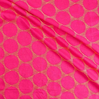 Circle linen embroidery fuchsia